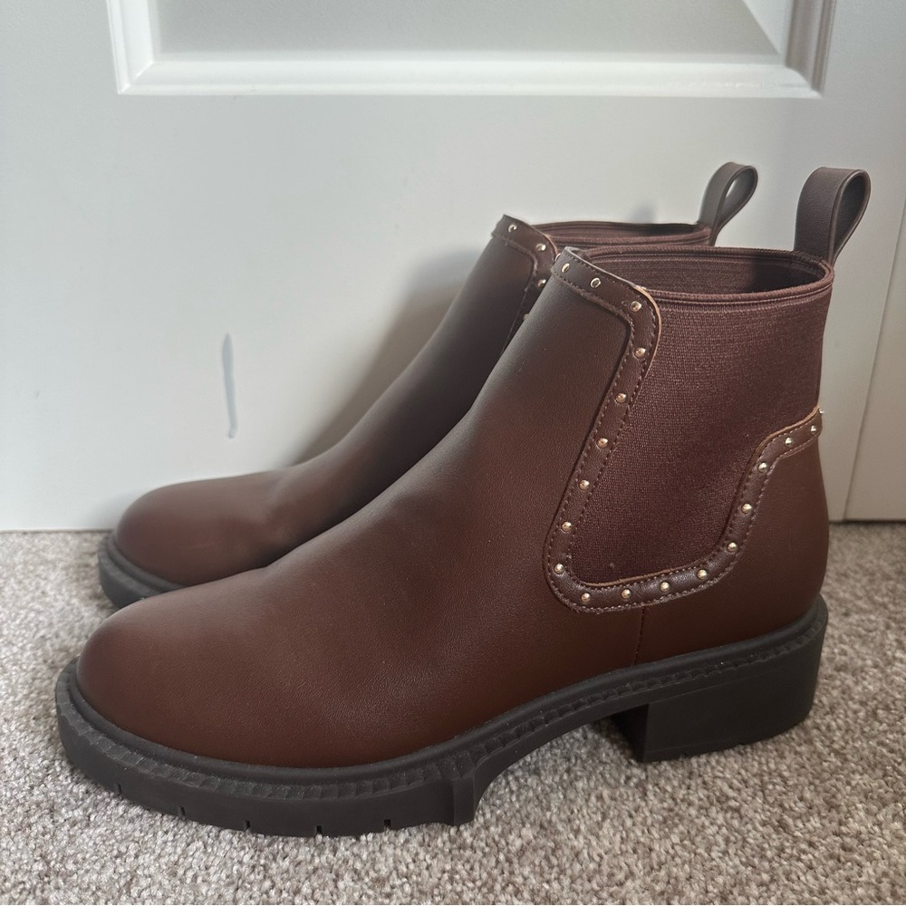 Coach Lory Boots Chestnut Brown Leather Chelsea Boots